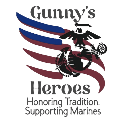 cropped-Gunnys-Heroes-Logo-1 Logo with "Gunny's Heroes," features an eagle, globe, and anchor emblem. Slogan reads: "Honoring Tradition. Supporting Marines.